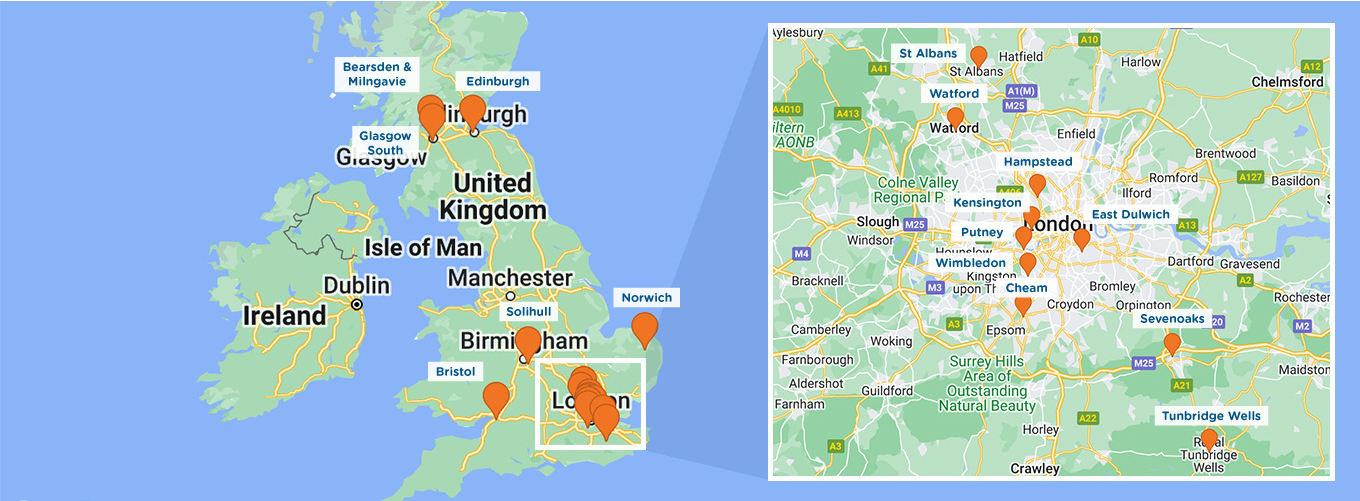 Gymboree UK locations map