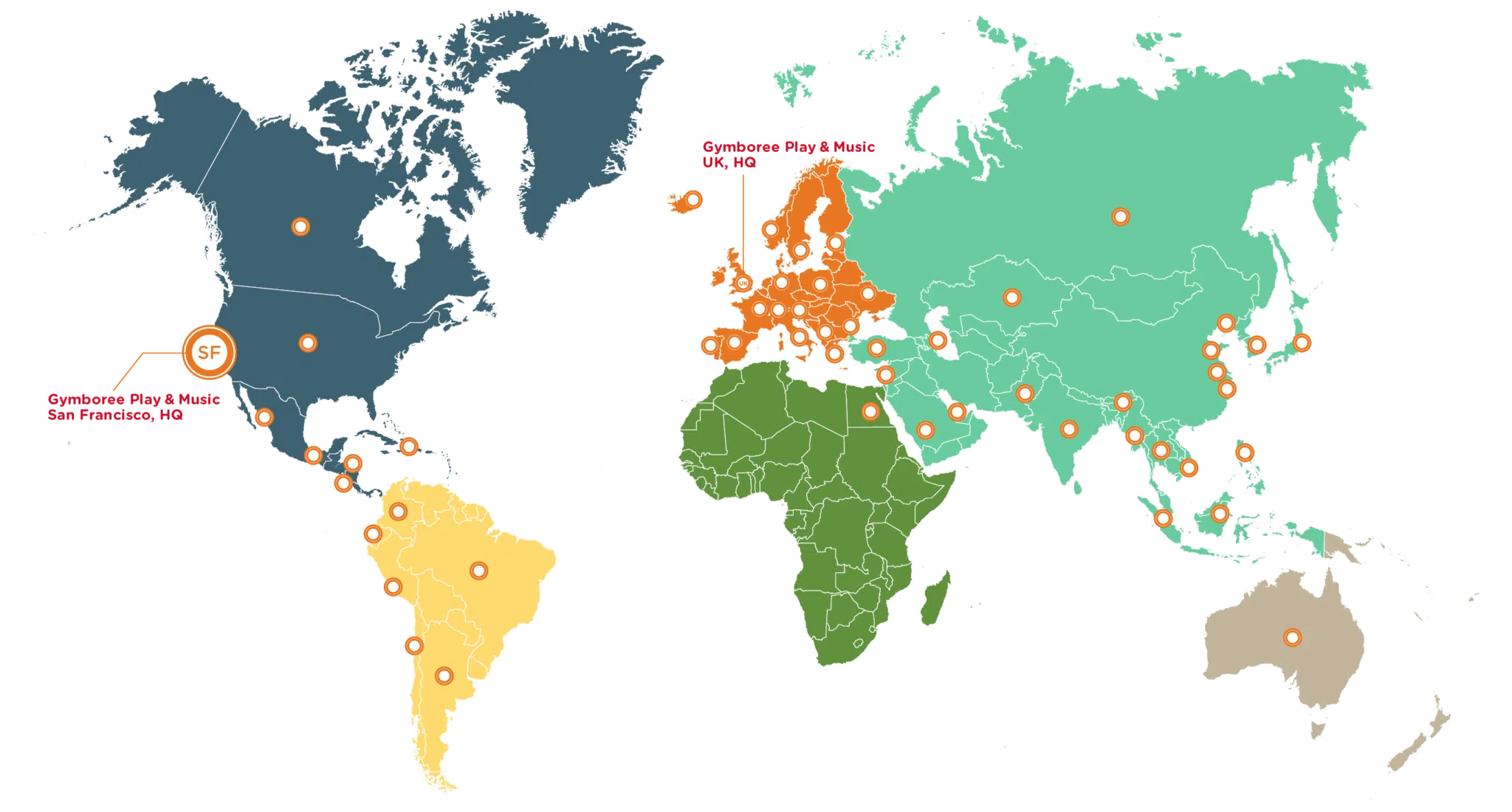 world map showing Gymboree Play & Music locations