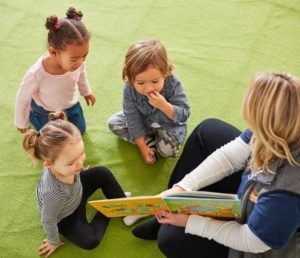 pre-school children enjoying storytime